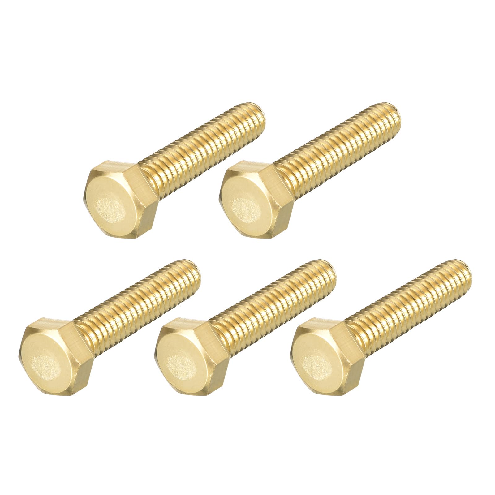 METALLIXITY Hex Head Screw Bolt (5/16-18x1-1/2") 5Pcs, Brass Fully Threaded Solid Brass Hex Bolts Machine Screws - for Machinery Repair โ image 1