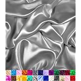 Satin Fabric | Decoration &amp; Sewing | Shiny &amp; Luxury | 60" Wide Roll | Metallic Shiny | Upholstery, Lining, Drapery, DIY Crafts (Silver, 1 Yard)