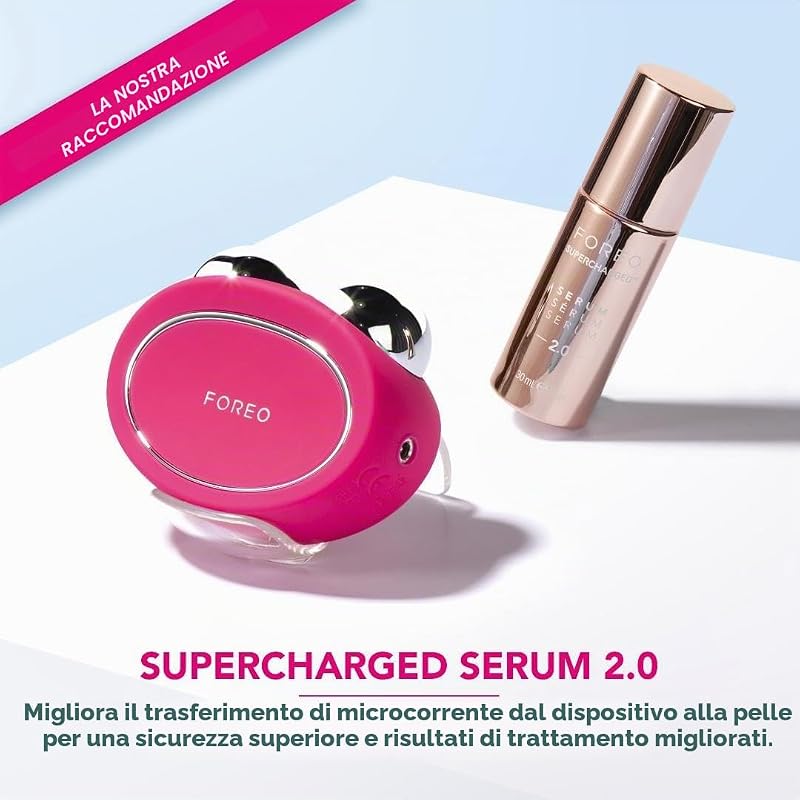 Bear, Massaggiatore Viso Antirughe Smart con Microcorrente, per Rughe Della Fronte e Doppio Mento, Ginnastica Facciale, Lifting Viso Non invasivo, Anti-età, Sicuro e indolore, Fuchsia