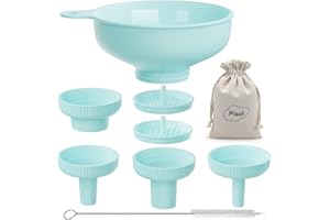 Pisol Wide Mouth Versatile Funnel, Canning Funnels for Kitchen Use, Food Grade Plastic Cooking Funnel Set with 4 Size Spouts 