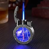 Laicengo Vintage Steampunk Trench Lighter, Jet Torch Lighter, Butane Refillable Cool Lighters with Visible Fuel Tank and Adjustable Flame Dial, Great Choice for Men Dad Husband (Fuel Not Included)