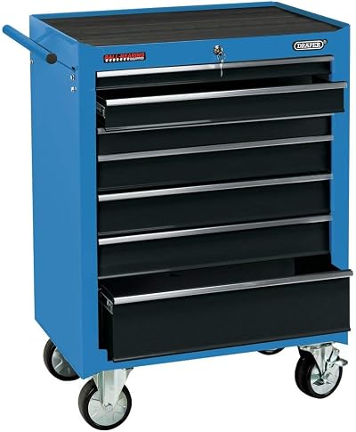 Draper 15040 Seven Drawer Storage Roller Cabinet 26 Inch Blue Steel