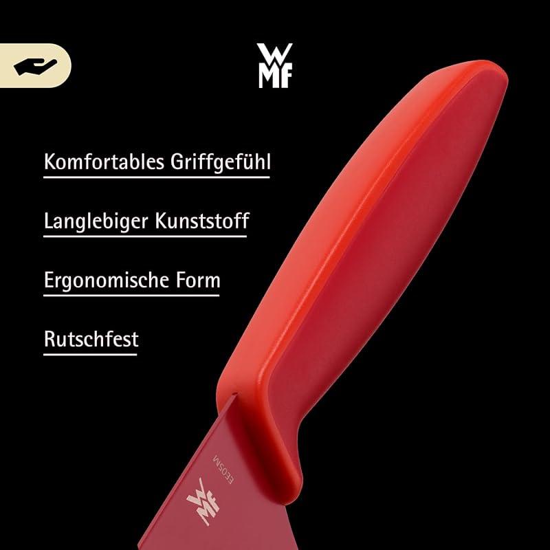 Touch Messerset 2-teilig – scharfes Küchenmesser-Set aus Spezialklingenstahl, antihaftbeschichtet und ergonomisch geformt, mit Schutzhüllen, bestehend aus Kochmesser und Gemüsemesser, rot