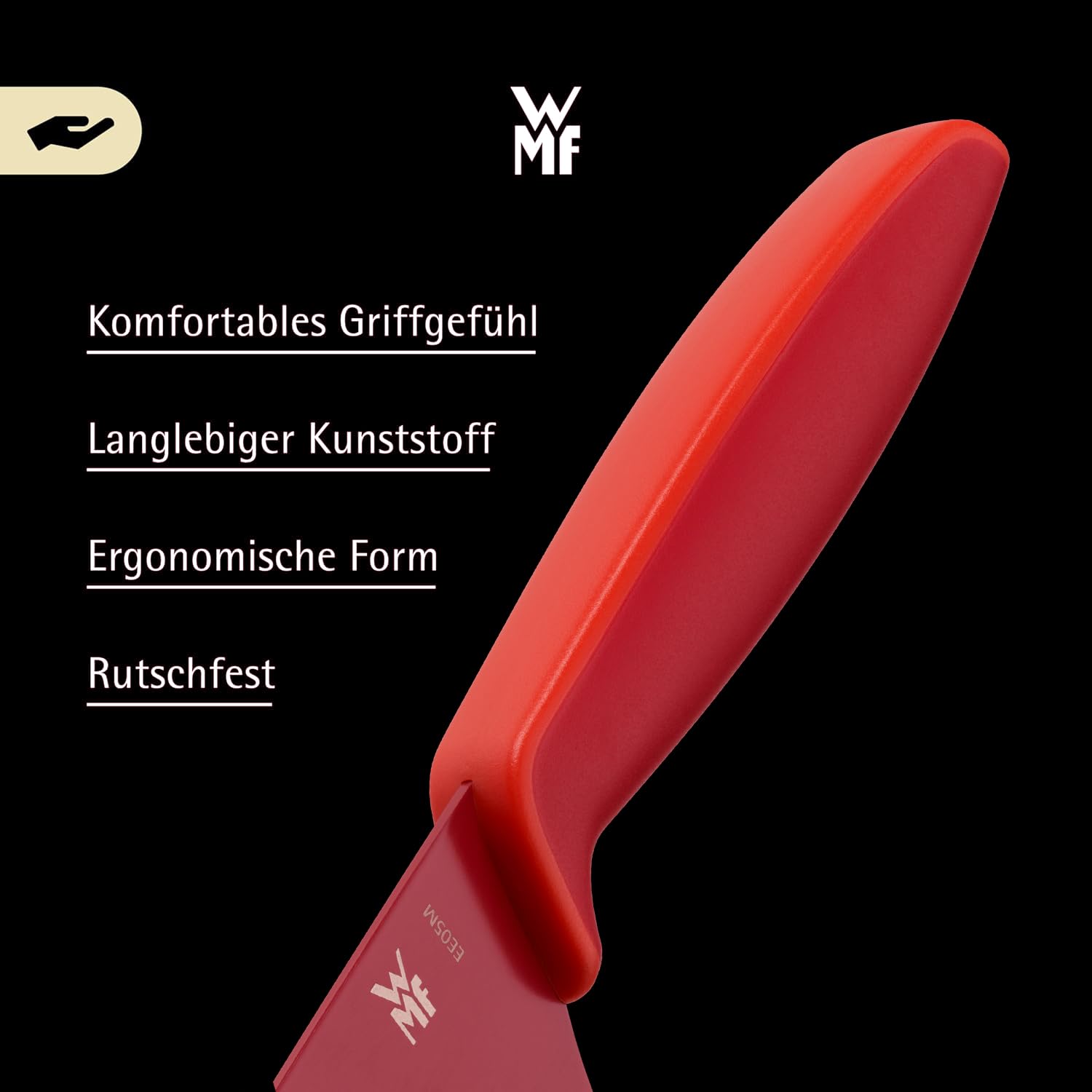 WMF Touch Messerset 2-teilig – scharfes Küchenmesser-Set aus Spezialklingenstahl, antihaftbeschichtet und ergonomisch geformt, mit Schutzhüllen, bestehend aus Kochmesser und Gemüsemesser, rot 5