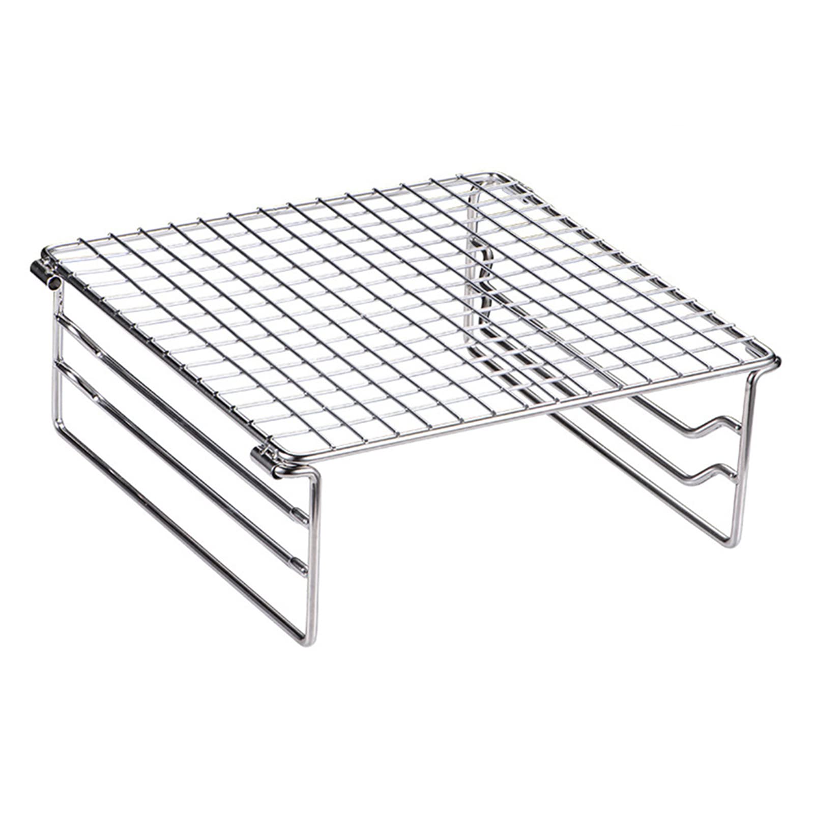 Grill Warming Rack Heavy Duty Stainless SteelGrate Portable Camping Grill with Legs for Outdoor Backpacking Hiking Picnic BBQ, Silver