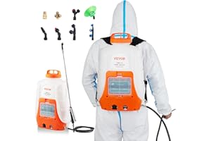 VEVOR Battery Powered Backpack Sprayer, 0-90 PSI Adjustable Pressure, 4 Gallon Tank, Back Pack Sprayer with 8 Nozzles and 2 Wands, 12V 8Ah Battery, Wide Mouth Lid for Weeding, Spraying, Cleaning