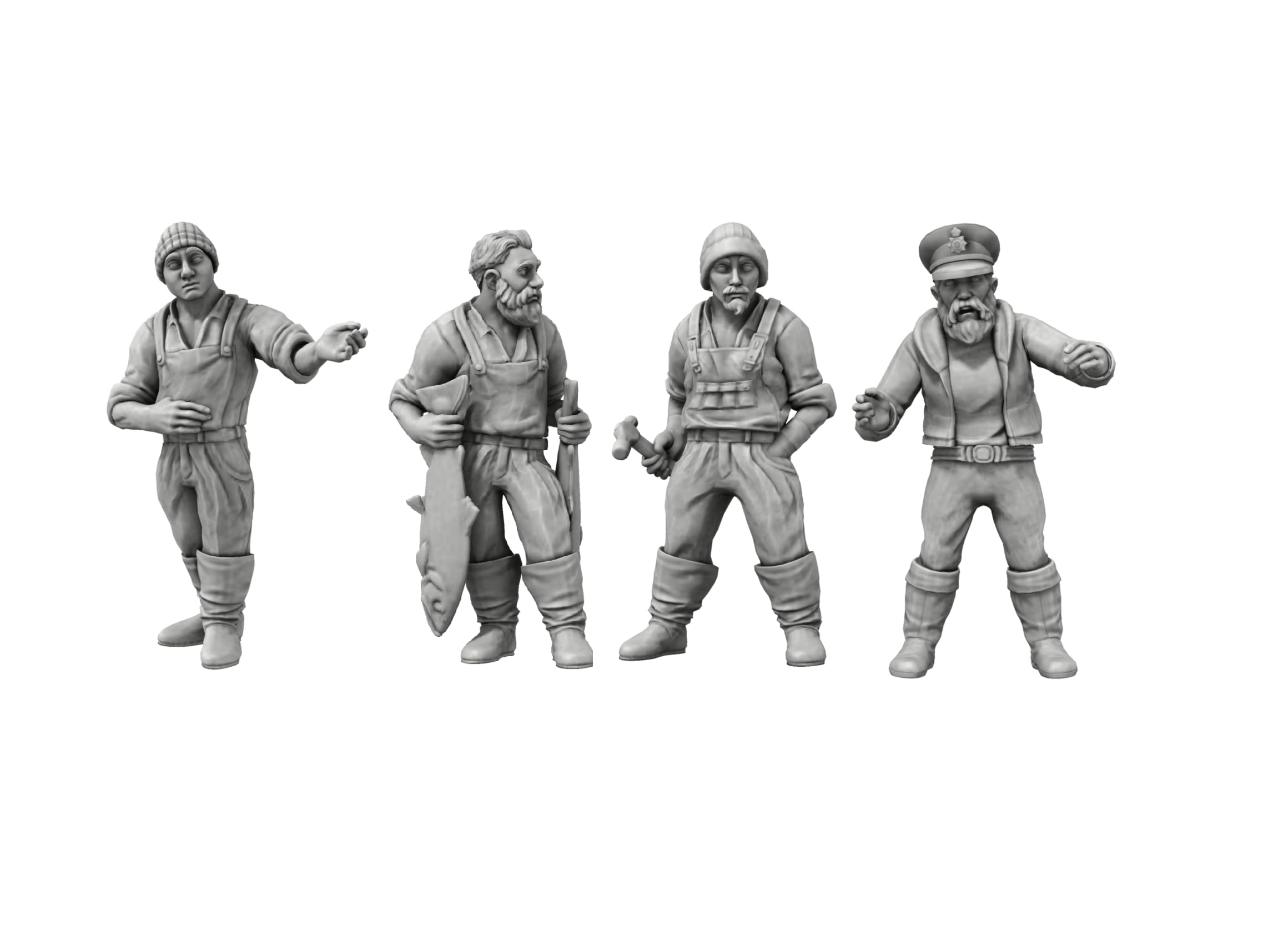 1:35 Model Fishermen x 4 Resin Sailor Figurines for Model Ships – Highly Detailed 1/35 Scale Crew for RC & Static Model Boats – Premium Quality Miniature Sailors for Dioramas & Maritime Displays