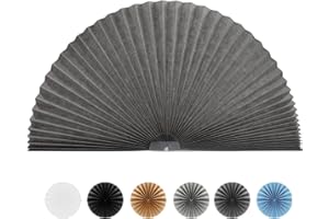 Maritown Arch Window Shades No Tools Light Filtering Pleated Fabric Shade Stick on Half Circle Round Window Pleated Blinds Arched Window Covering for Bedroom Kitchen Bathroom, Easy to Cut and Install