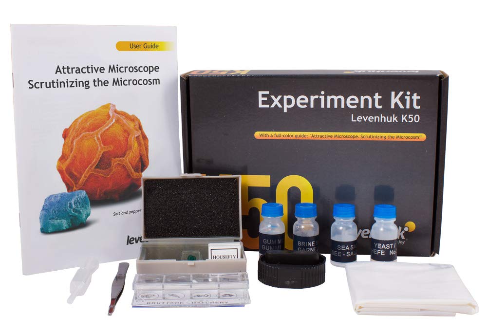 Levenhuk K50 Kids Home Lab STEM Kit for Microbiology with Full-Colour Illustrated Educational Experiment Guide, Prepared Samples and Scientific Tools (EN)