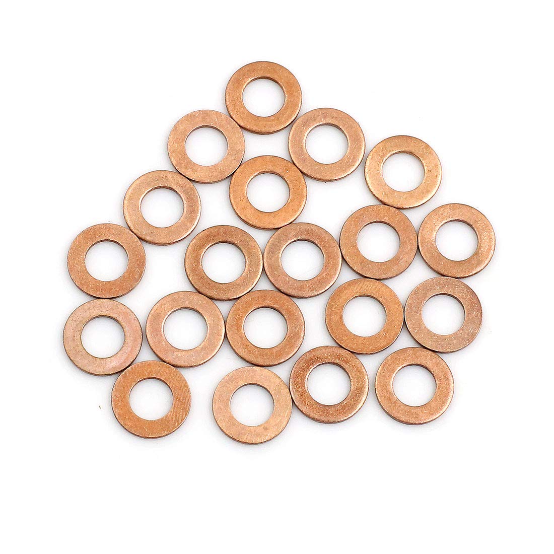 X AUTOHAUX 20pcs 6mm Inner Dia Copper Washers Flat Sealing Gaskets Rings for Car