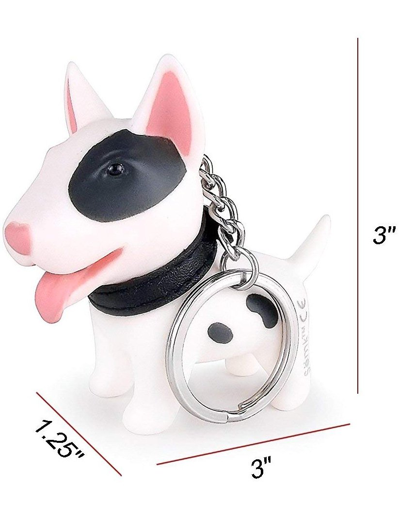 DomeStar Dog Keychain Charms, Bull Terrier Ring Cute Keychains Car Key Chain for Kids Adults