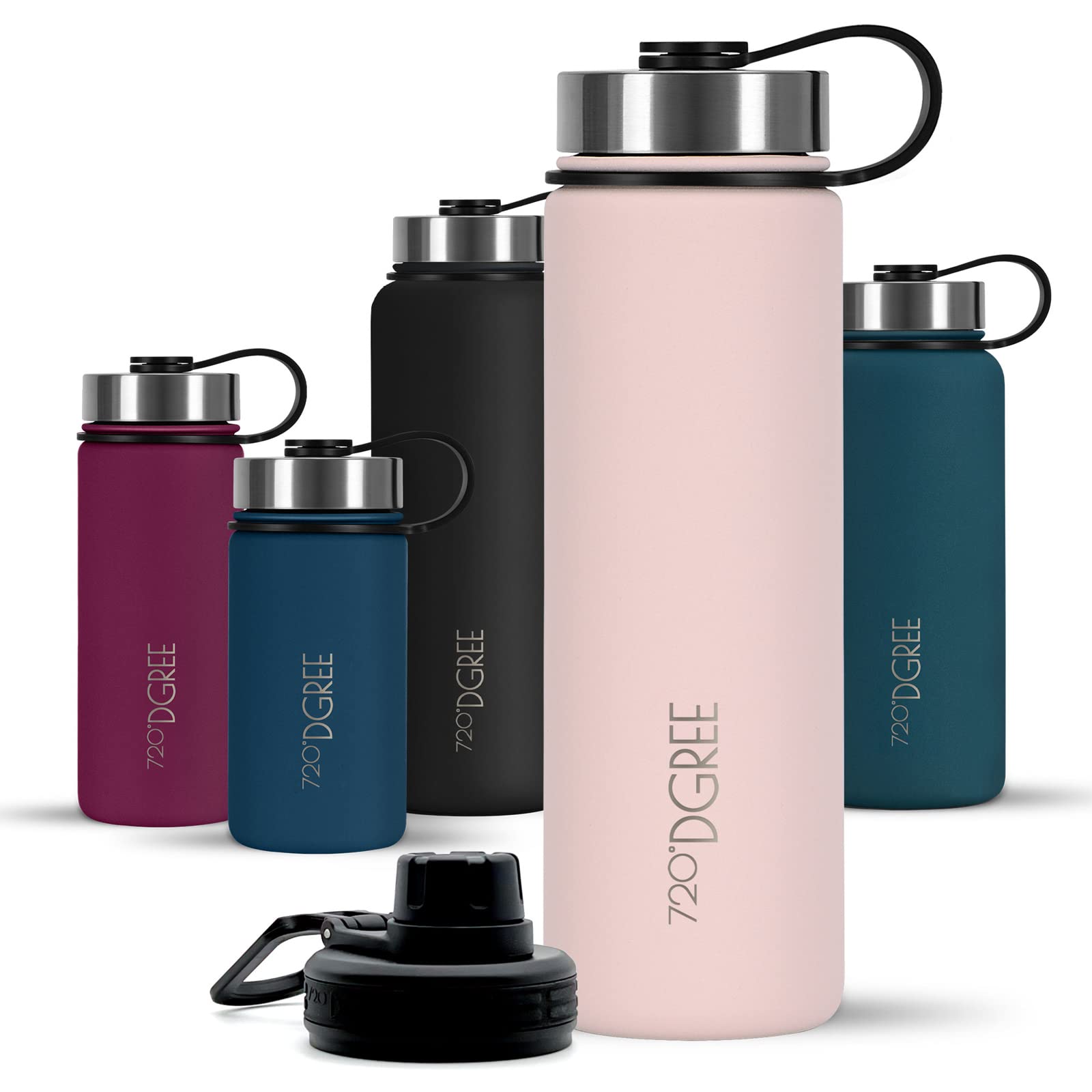 720°DGREE Vaccum Insulated Water Bottle “noLimit“ - 530ml - Leakproof, BPA-Free, Thermo Stainless Steel Flask - for Carbonated Drinks, Kids, Children, Sports, Gym, School, Travel, Outdoor +Sports-Cap