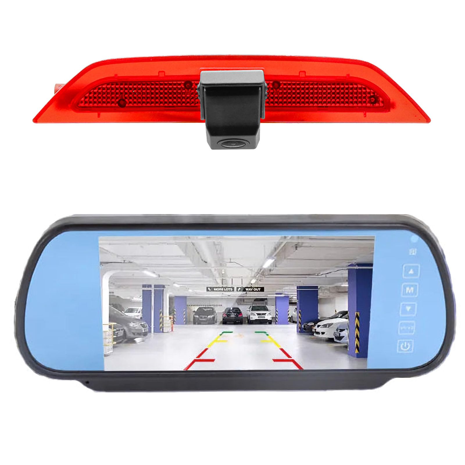 Dolphin Automotive Brake Light Reversing Camera Fits VW Caddy Nov 2020 Onwards 4th Gen Cargo/Maxi/Life/Commerce (With 7" Mirror Monitor)