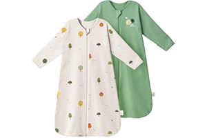 ZAMLORY Long Sleeve Sleep Sack 6-12 Months - 100% Cotton Infant Sleep Sack with 2-Way Zipper - 0.5 Tog Wearable Blanket Baby - Lightweight Baby Sleep Sack 6-9 9-12 Months