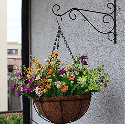 DODXIAOBEUL Set of 2 Vintage Style Wall-mounted plant Bracket Metal Potted Plant Hanging 12.5" Indoor Outdoor Flower Pots Holder Rack or Lighting Lamps Hanging for Home Garden Studios Black