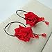 RareLove Vintage Red Rose Flower with Teardrop Beads Dangle Hoop Earrings