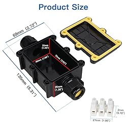 Helunsi 2 Pieces Waterproof IP68 External Junction