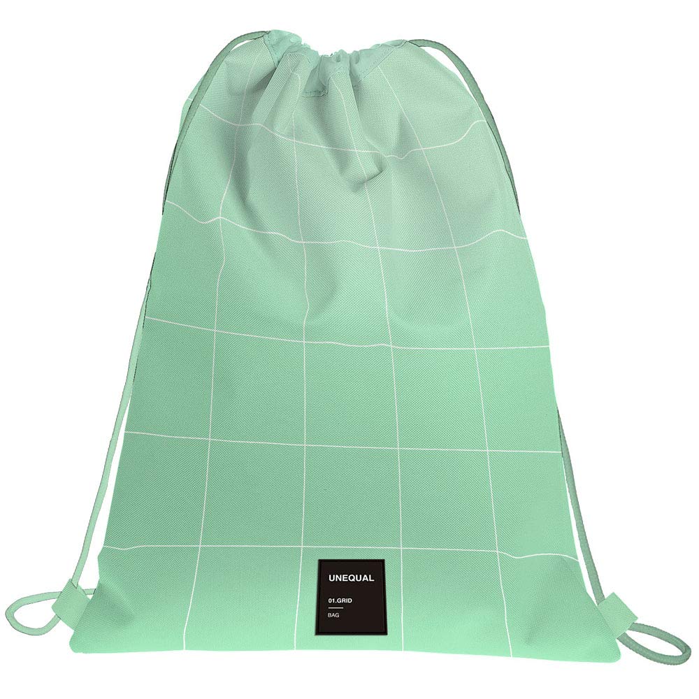 Grafoplás 37610726 Unequal Grid Collection Backpack Bag with Strings and External Pocket, Green, 36 x 47 cm