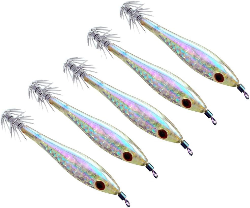 Walkretynbe Fishing Accessories5Pcs 10cm Luminous Squid Hook Cuttlefish Fishing Hard Lure Tackle Jigging Baits