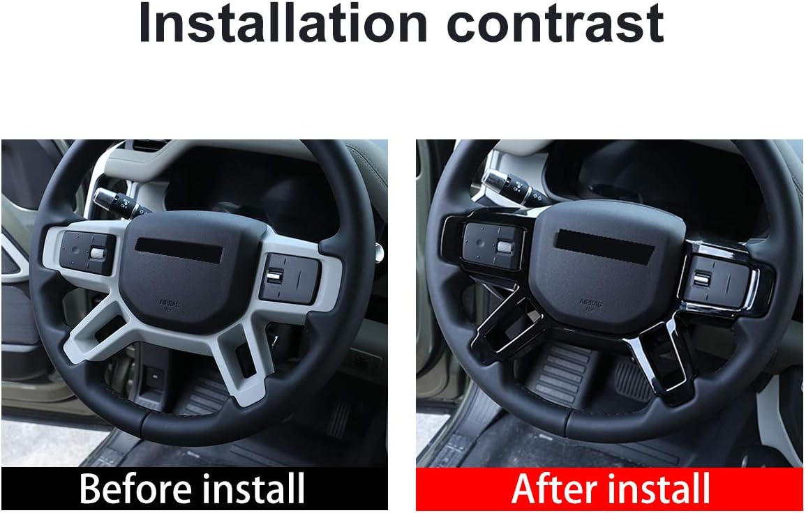 ABS Gloss Black Car Steering Wheel Decoration Cover For LR Defender 110 130 2020 Auto Accessories - Image 3