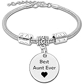 DlaeKua Stainless Steel Bangle Bracelet for Women - Best Aunt Ever - Birthday, Mother's Day, Christmas Gifts from Niece