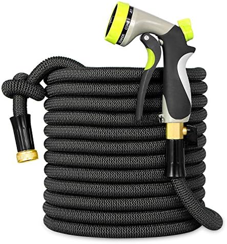 inGarden Hose Garden, 100FT Water Hose Expandable with Spray Nozzle, Heavy Duty Garden Hose Pipe Set High Pressure, Brass Connector Fittings, Stop Valve, Metal Hose Nozzle, Quick Storage