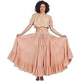 Wevez Women's Gypsy 25 Yard Solid Color Cotton Skirt