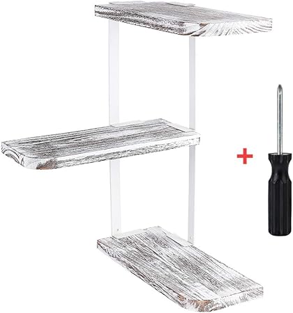 Urban Deco Corner Shelf Wall Mount Rustic Tall Wood Corner Shelf Floating Shelves Wall Shelves Corner Metal Shelf For Bedroom Living Room Bathroom Kitchen Office And More 3 Tier White Corner Shelf Amazon Co Uk