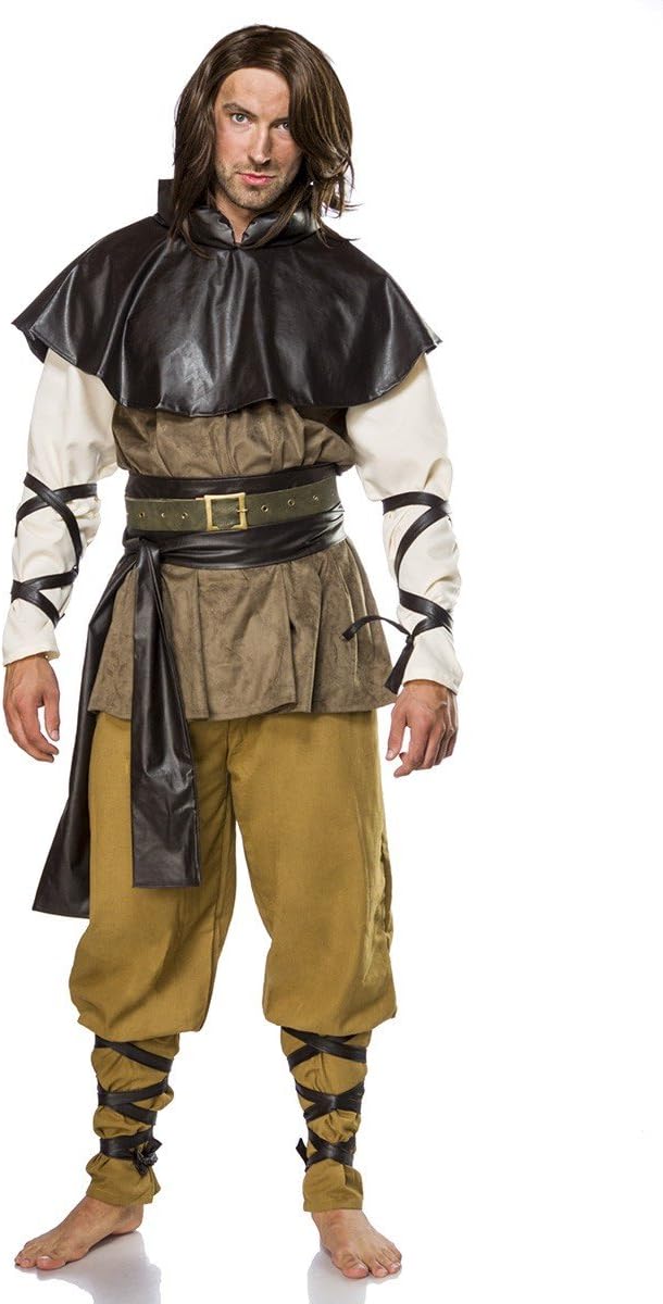 Mask Paradise 80085-165-024 80085-165-025 5-Piece Medieval Men's Costume Costume Set Complete Medieval Man Complete Set Men's Carnival Fancy Dress S