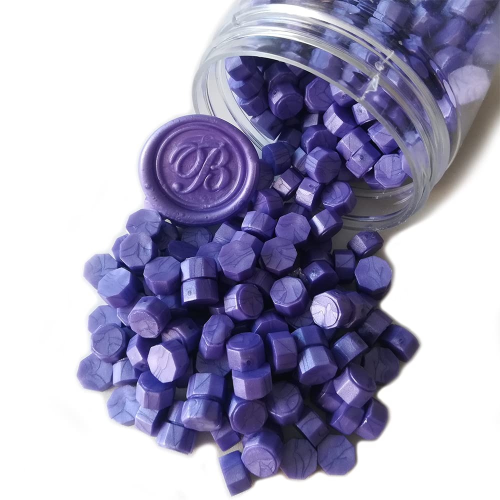 400 Pieces Sealing Wax Beads for Wax Seal Stamp, PORXFLY Waxs Seal Beads Great for Wedding Invitations, Wine Packages,Cards Envelopes, Gift Wrapping (Pearlescent Violet) — image 1