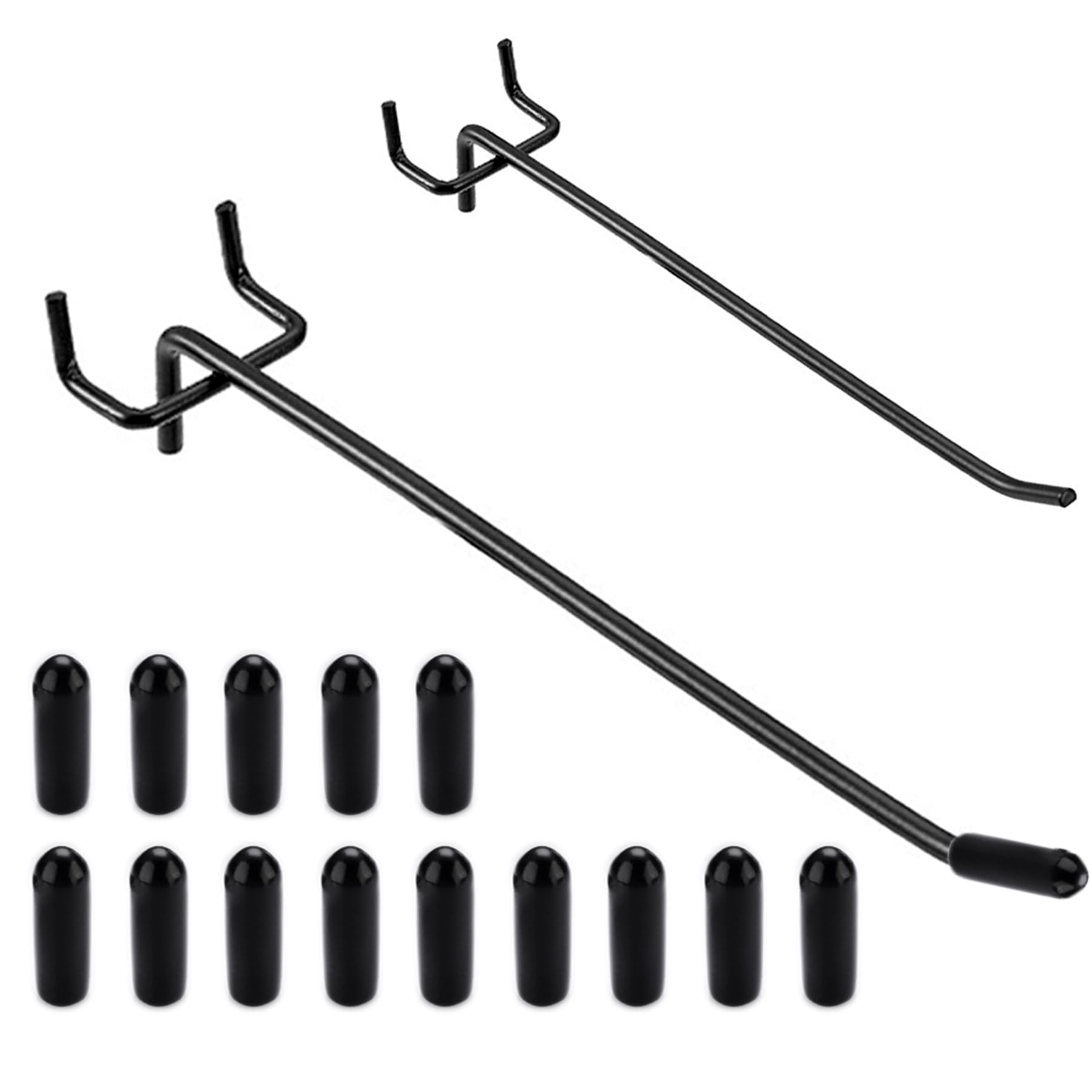 inki Pack of 20 Perforated Wall Hooks, Tool Wall Hooks with Silicone Cover, Pegboard Metal Hooks, Pegboard Hooks for Sales Displays, Display Board, Supermarket Shelves, Black