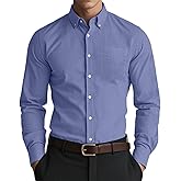 Manwan walk Men's Oxford Shirt Well-Fitted Soft Lightweight Long Sleeve Button Down Shirts