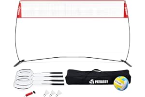 PATIASSY 14FT Portable Volleyball Net for Backyard & Outdoor - Height Adjustable Freestanding Training Net with Carry Bag, Practice Equipment for Hitting Serving Drills Indoor Outdoor