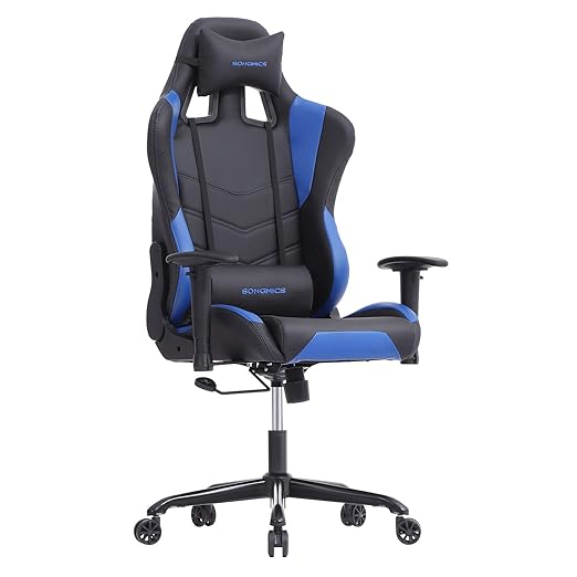 SONGMICS Bürostuhl Metall Schwarz-blau 66 x 68 x 132 cm
