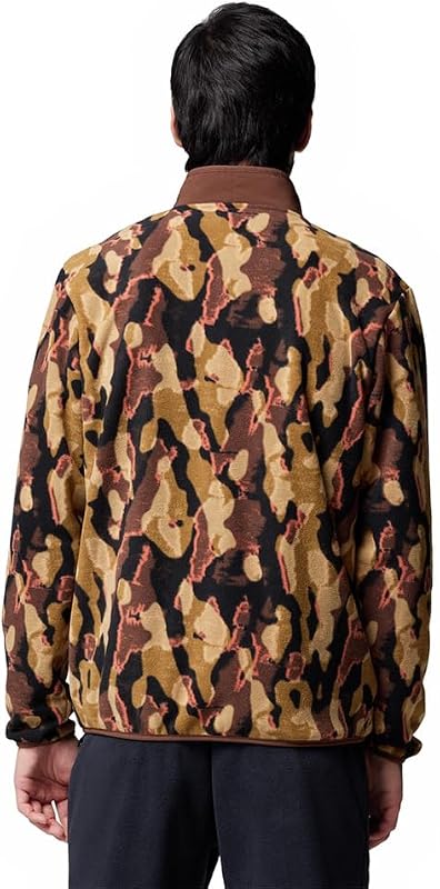 Sequoia Grove - Giacca in pile da uomo con cerniera intera, stampa con cerniera intera, colore tabacco, taglia XL