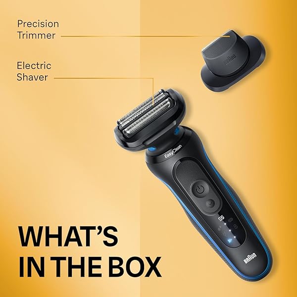BRAUN ELECTRIC SHAVER FOR MEN, SERIES 5 5118S, WATERPROOF, WET & DRY SHAVE, TURBO SHAVING MODE, FOIL SHAVER WITH PRECISION TRIMMER, BATTERY POWERED, 50 MINUTE BATTERY RUNTIME