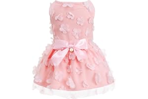 Laifug Dog Dress Puppy Print Princess Dog Dress Cute Party Wear (Pink, M)