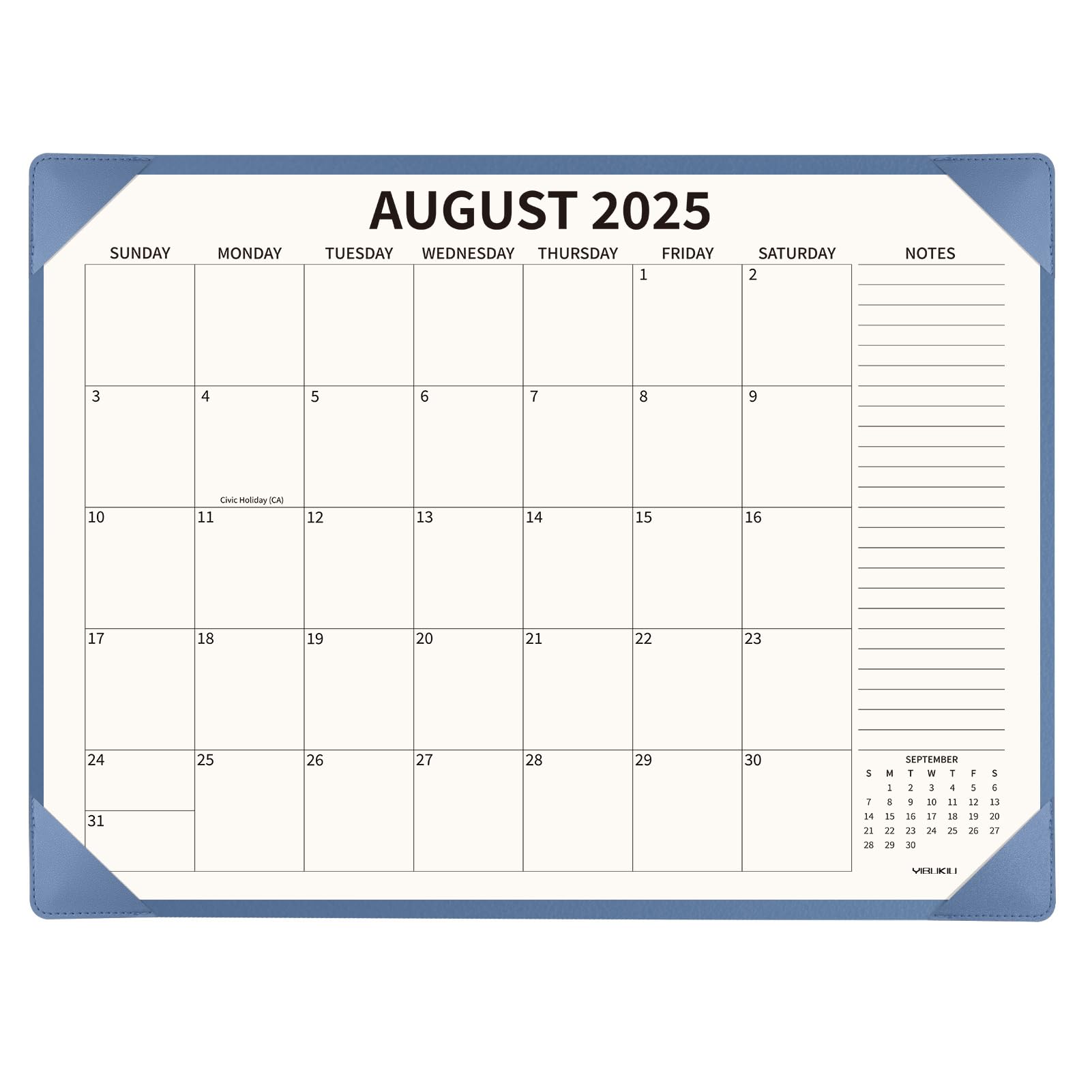 Photo 1 of YIBUKIU Desk Calendar 2025-2026 Large 22x17, July 2025-December 2026, 18 Months Big Desk Pad Calendar with Desktop Mat and Plastic Cover for Home Office School Planning, Blue