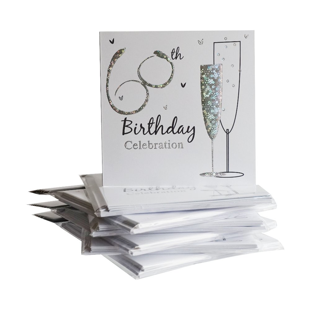Multi Pack 36 Holographic 60th Birthday Party Card Invitations & Envelopes