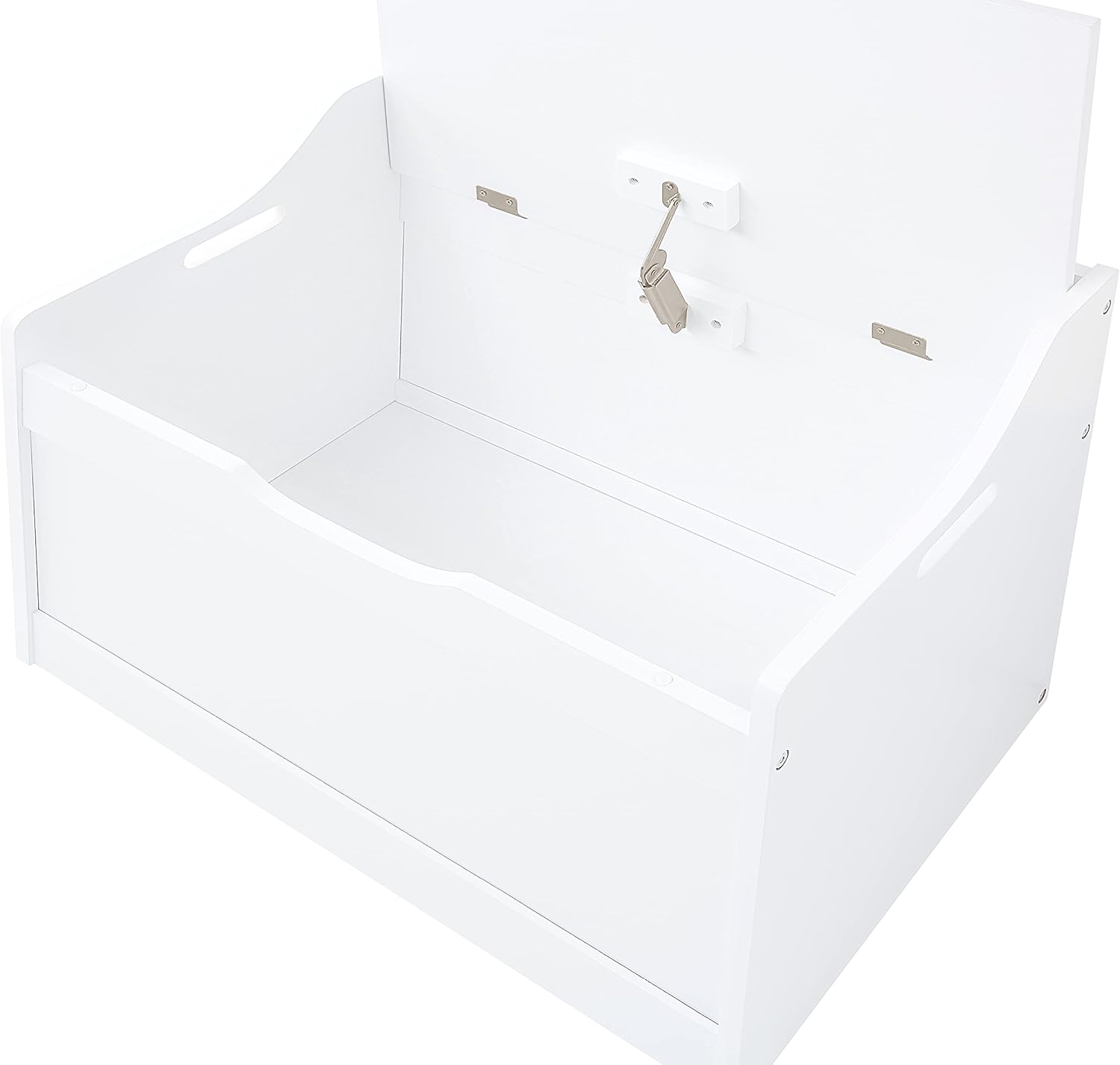 RAAMZO Wood Modern Storage Bench Toy Box Blanket Chest Trunk with Safety Hinged Lid in White Finish: Home Improvement