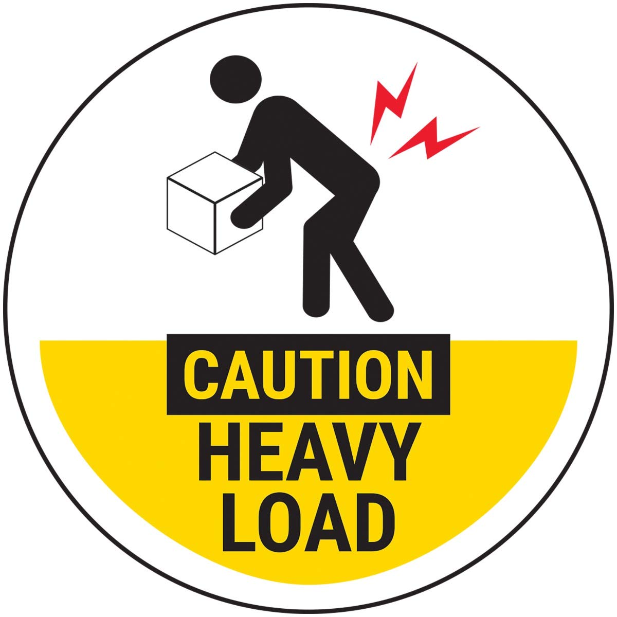 V Safety Caution Heavy Load Yellow Sticker - 50mm Diameter (Roll of 250)