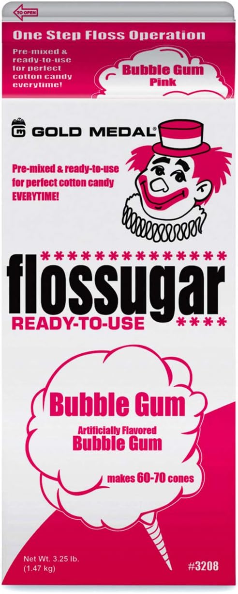 Beach City Wholesalers Cotton Candy Flossugar - Bubble Gum - 3.25 lb carton (1 count)