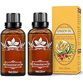 2 Pack Ginger Oil for Lymphatic Drainage, Vamotto Ginger Essential Oil for Swelling and Pain Skin Body Massage, Ginger Massag