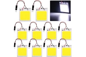 Grandview COB 10-Pack 48-SMD DC12V LED Panel Dome Lamp Auto Car Interior Reading Plate Light Roof Ceiling Interior Wired Lamp With 10x BA9S T10 Festoon Adapters