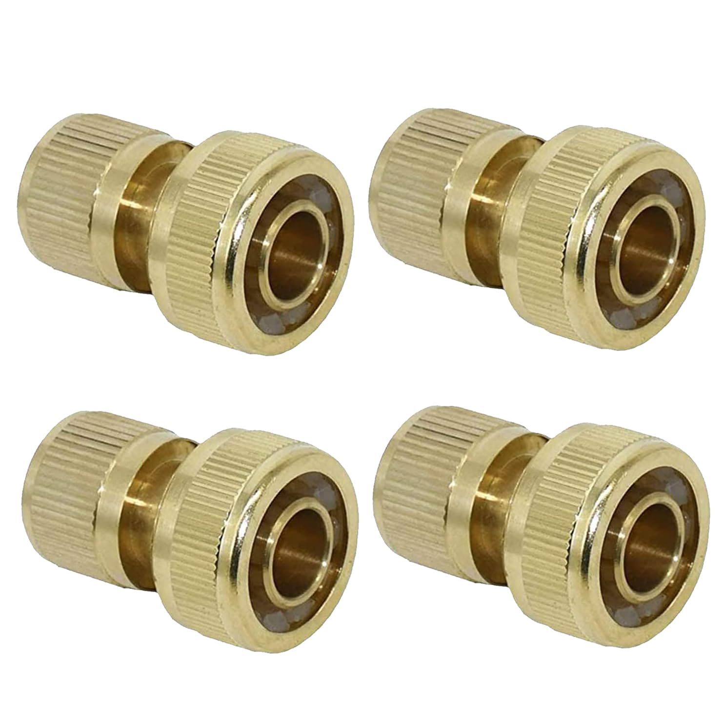 Hydrogarden Brass Hose Connector Hose End Quick Connect Fitting 3/4" Hose Pipe Quick Connector for Gardening, Home Watering,Car Washing（4PACK — image 1