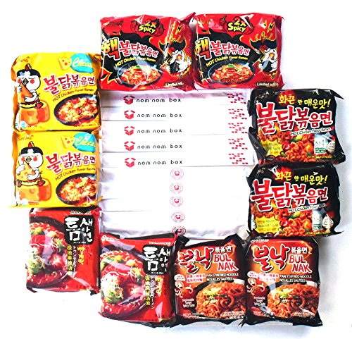 Korean Spicy Hot Ramen Variety (10-Pack) Samyang Spicy Chicken Roasted Noodles Hek Buldak, Paldo Bul