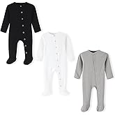 ACESTAR Newborn Baby Footed Pajamas with Mitten Cuffs - Cotton Snap-Up Baby Sleepers for Sleep and Play Footies 0-12 Months
