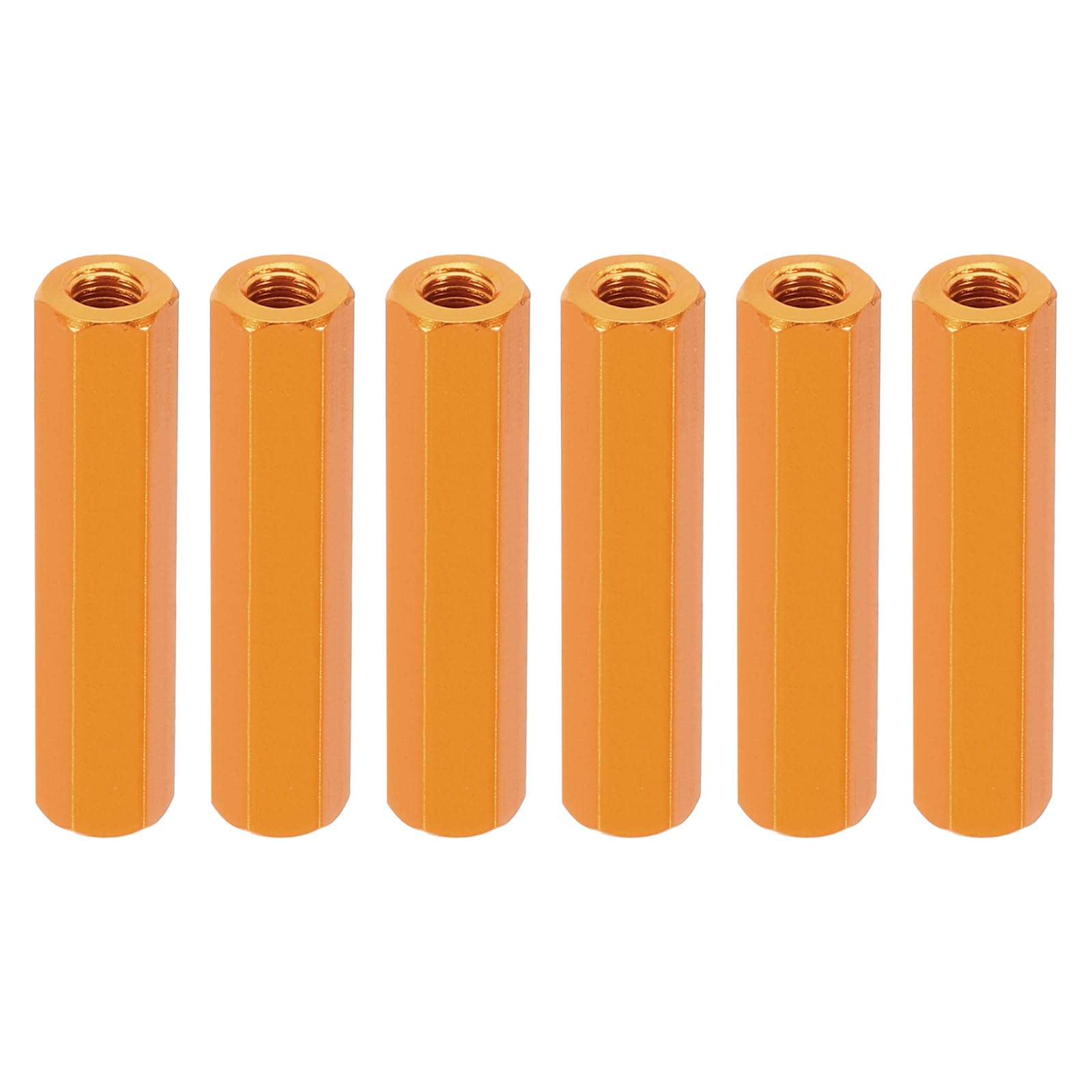PATIKIL M3 Hex Nuts, 6pcs M3 Threaded Spacers Aluminum 25mm L Female Metal Spacer Screw Standoff for M3 Screw Bolts RC Car Drones Stacks Motherboard, Golden