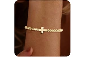 Lisitine Gold Bracelets for Women 14K Gold Beaded Bracelets Stackable Bracelets for Women Gold Charm Bracelet Non Tarnish Gold Jewelry for Women Trendy