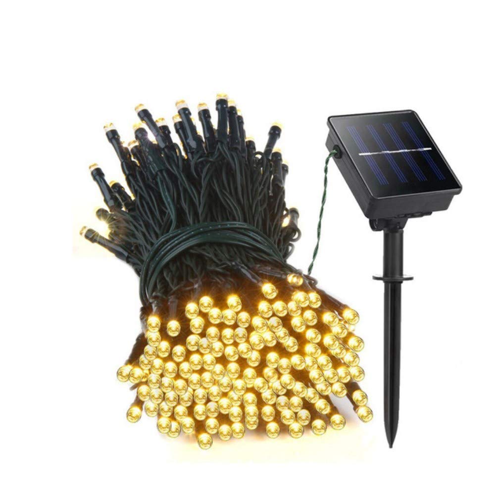Fantes Solar Powered String Lights 39.4ft 100LED 8 Modes Fairy Lights Outdoor Garden Patio Backyard Christmas Party Wedding Decoration Solar Lights (Warm White, 39.4ft / 12M)